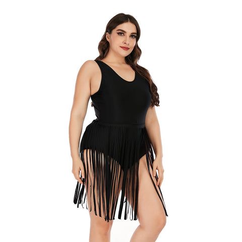 Plus Size Fringe Hem Beach Swimsuit Bikini Swimsuit