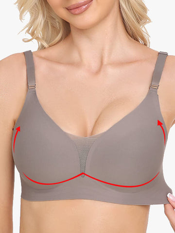 Sujetadores de malla para mujer, sin aros, cómodos, push up, bralettes para mujer con soporte y sujetador gris