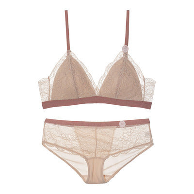 Women Push Up Thin Triangle Cup Lace Lingerie Set