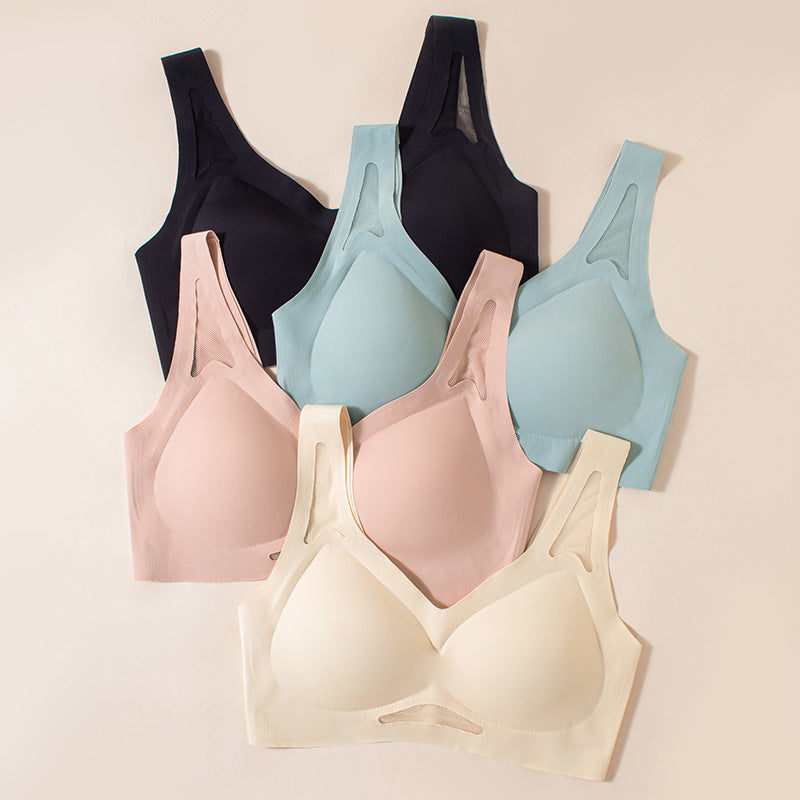 Contrast Mesh No Show Wireless Camisole Bra Pink