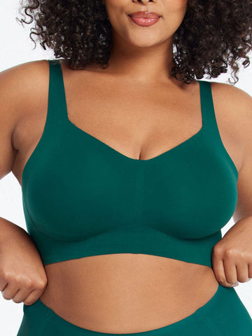 Mid-Rise Neckline Wireless Bra Green