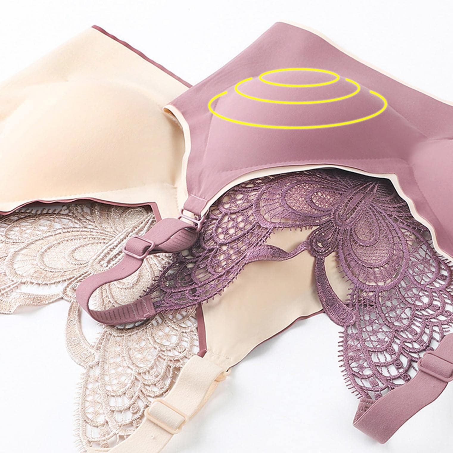 Butterfly Lace Plus Size Wireless Bra Violet