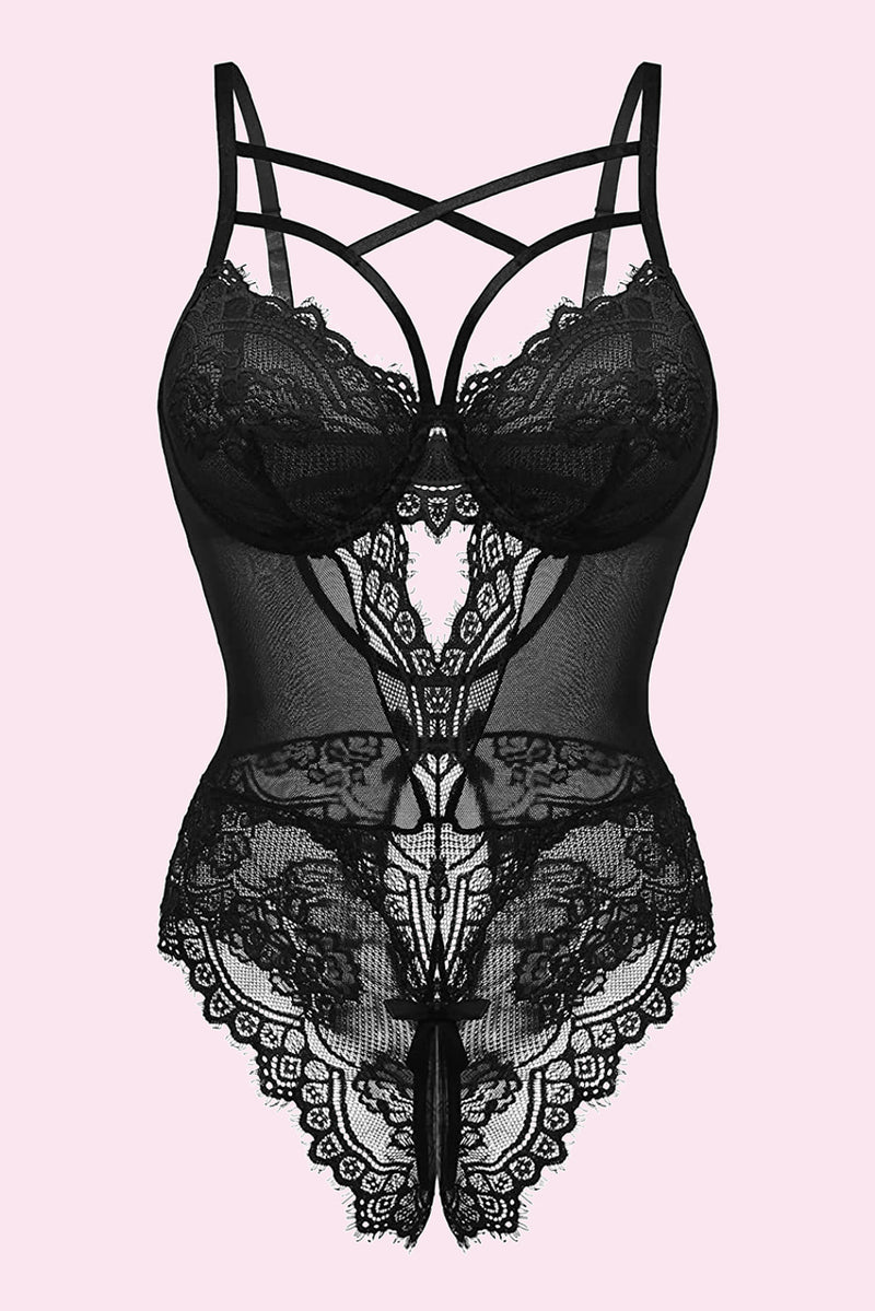 Avidlove Floral Lace Harness Lingerie Bodysuit One Piece Teddy Babydoll