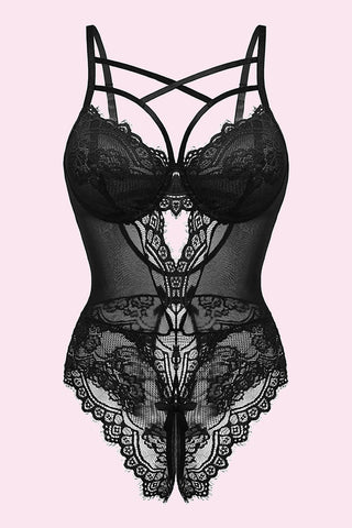 Avidlove Floral Lace Harness Lingerie Bodysuit One Piece Teddy Babydoll