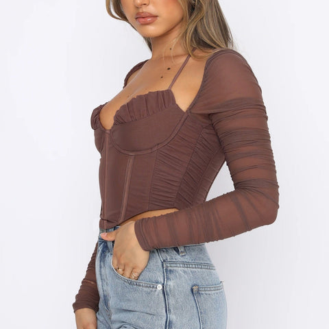 Long Sleeve Bustier Top