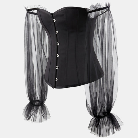 Mesh Sleeve Corset Top - Ivanka