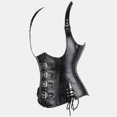 Leather Underbust Corset with Halter Strap
