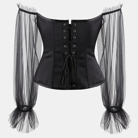 Mesh Sleeve Corset Top - Ivanka