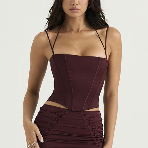 Wine Satin Corset