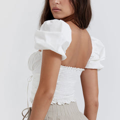 White Gathered Top