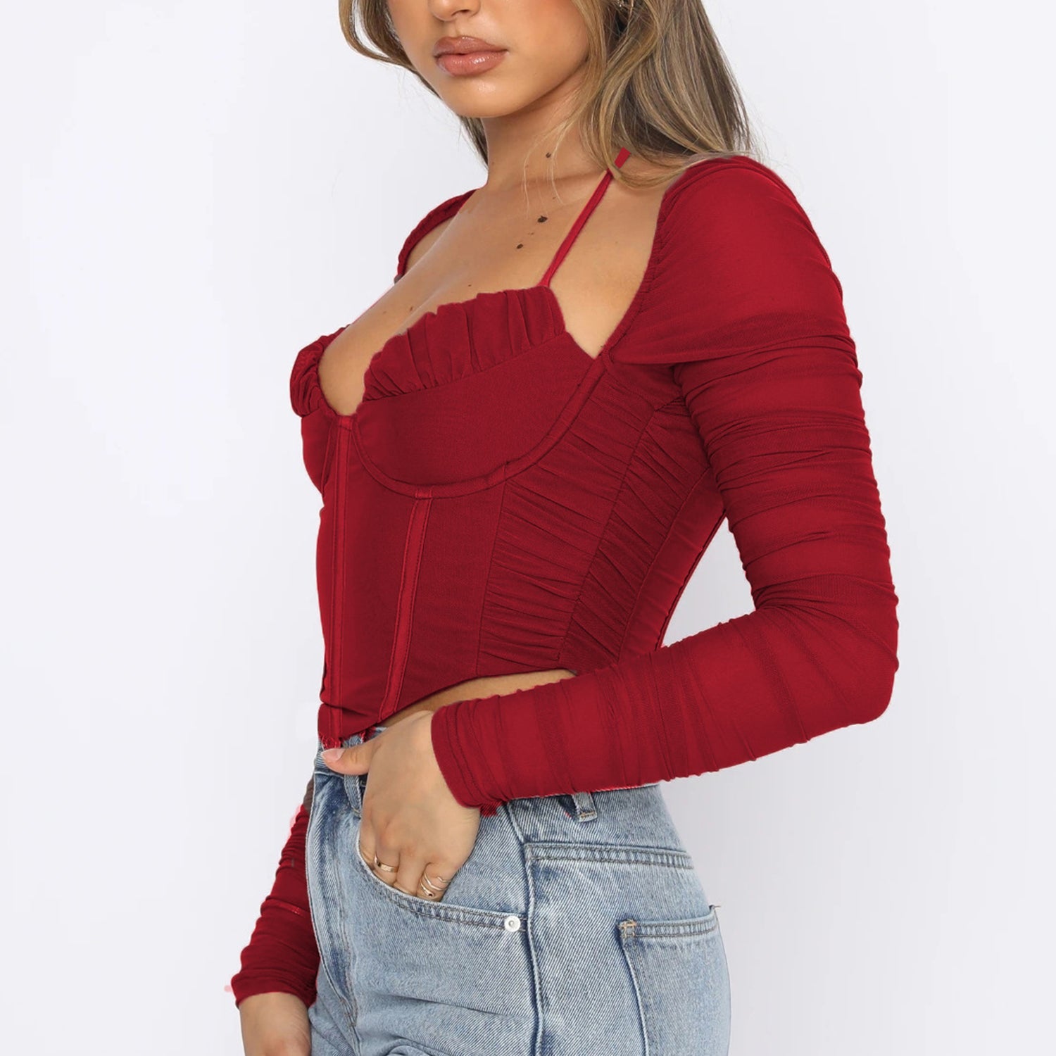 Long Sleeve Bustier Top