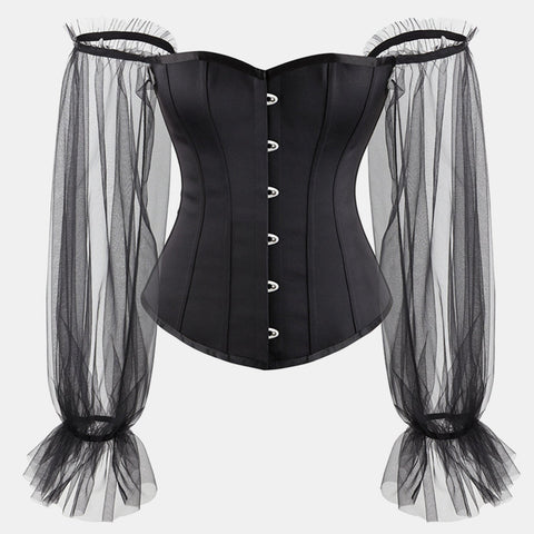 Mesh Sleeve Corset Top - Ivanka