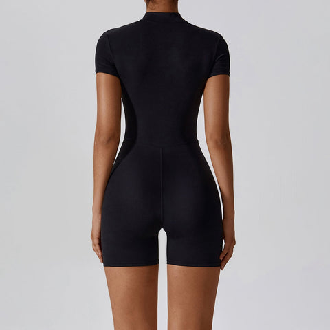Zipper Short Sleeve Romper