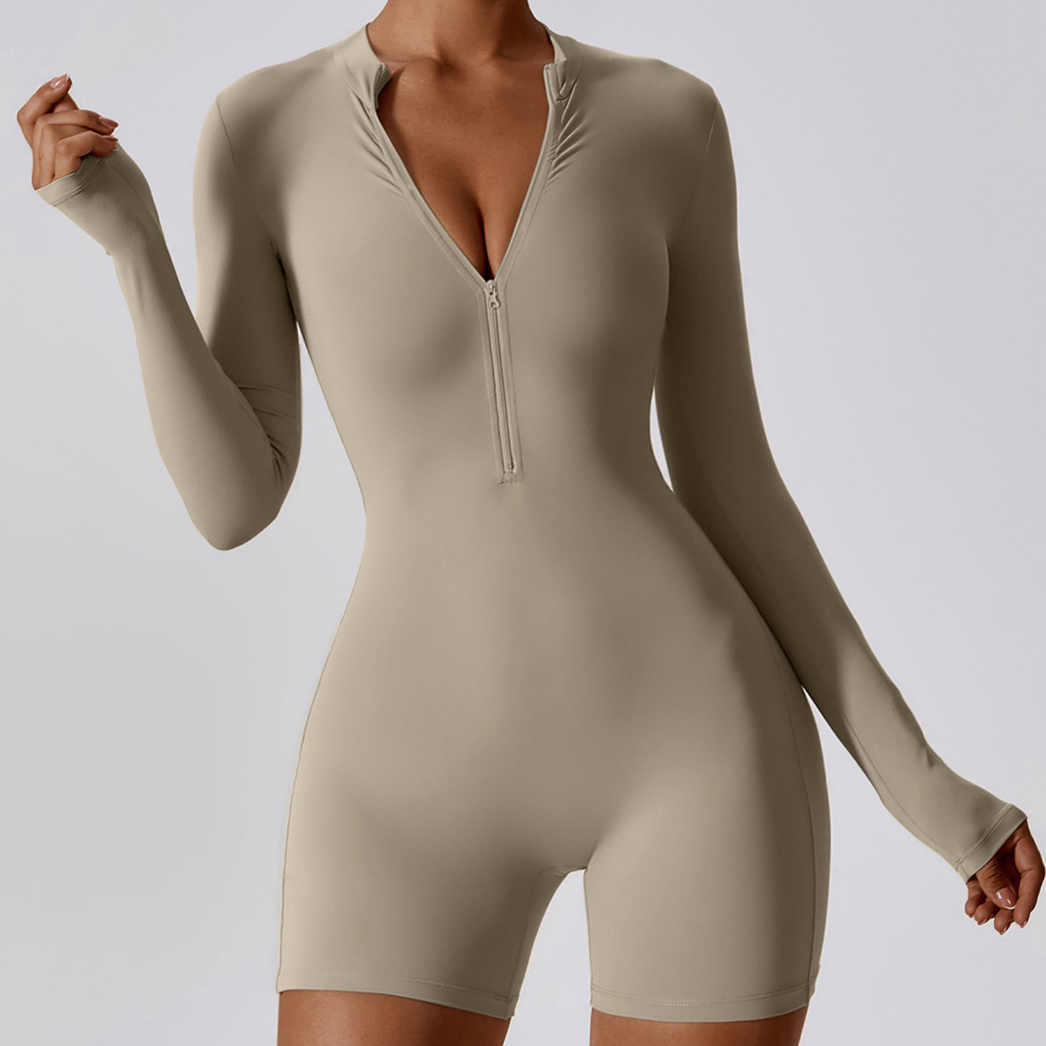 Zipper Long Sleeve Romper