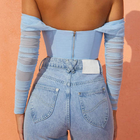 Off The Shoulder Mesh Corset