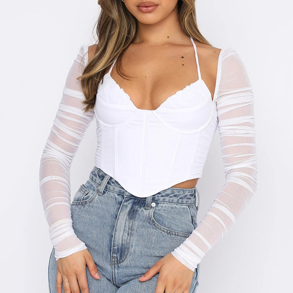 Long Sleeve Bustier Top