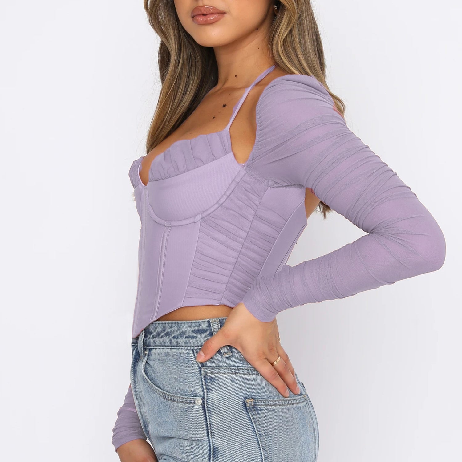 Long Sleeve Bustier Top