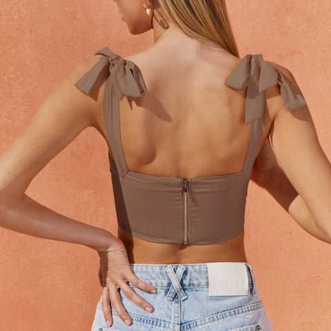 Boned Bustier Top - Tie Up Shoulder