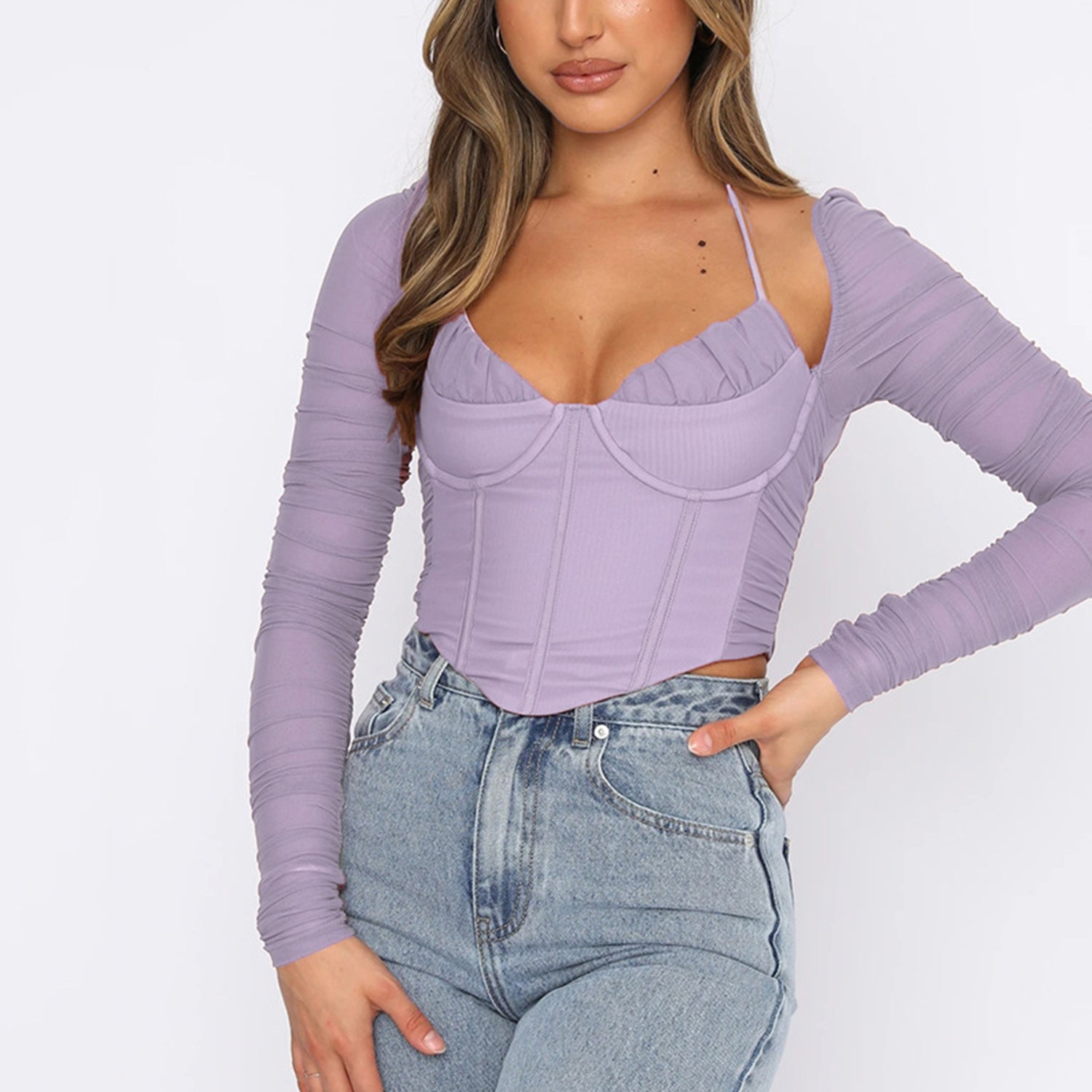 Langärmliges Bustier-Top