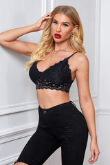 Black Chunky Hollow Out Lace Bralette Crop Top