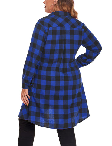 Casual Irregular Plaid Shirt Dress