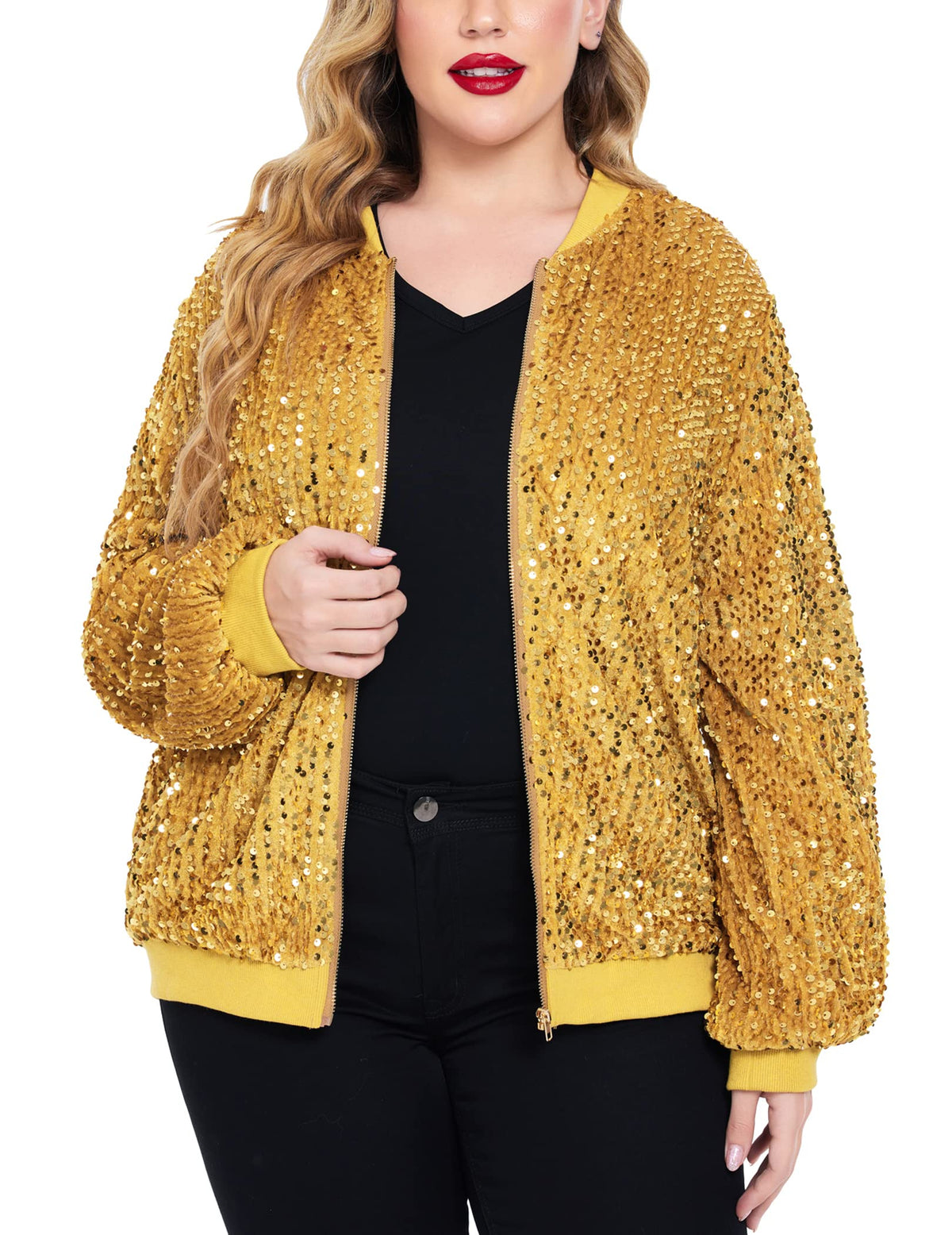 Chaqueta de lentejuelas Chaquetas de manga larga brillantes 