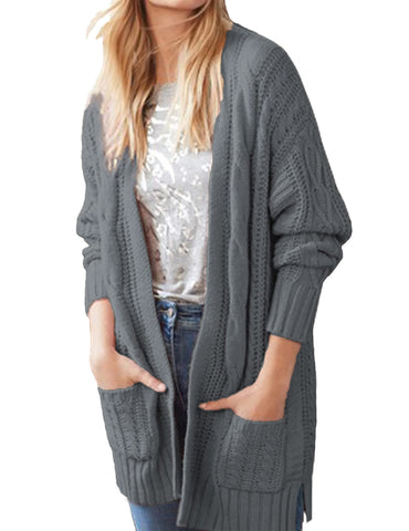 Open Front Cable Knit Chunky Cardigan Sweaters