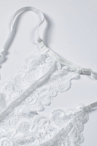 Bralette elegante de encaje de crochet blanco