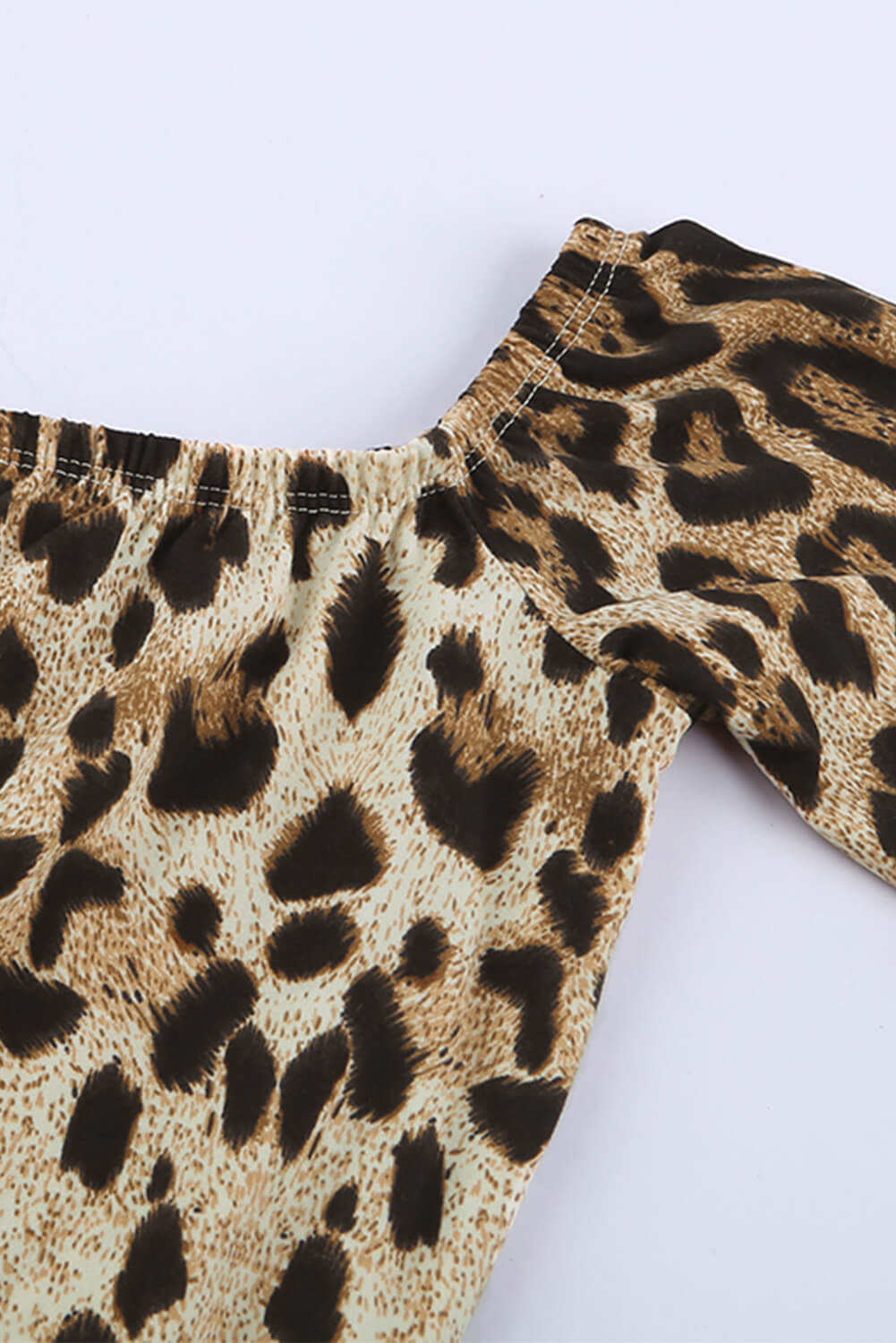 Brown Long Sleeve Off Shoulder Leopard Bodysuit