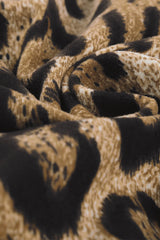 Brown Long Sleeve Off Shoulder Leopard Bodysuit