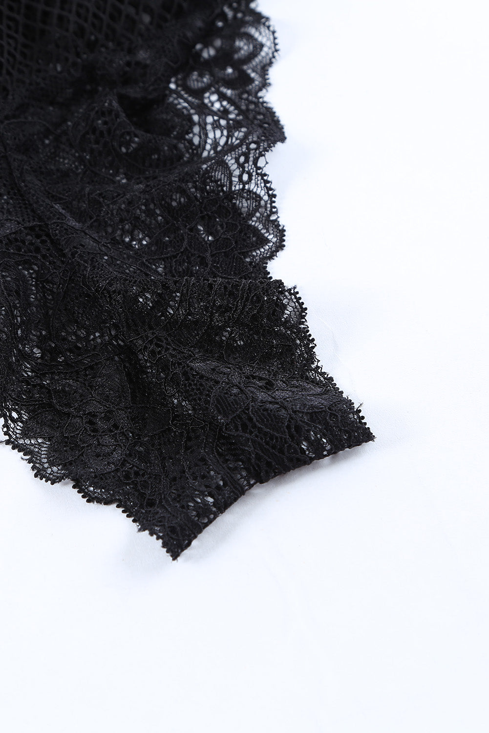 Black Fishnet Lace Hollow-out Bodysuit