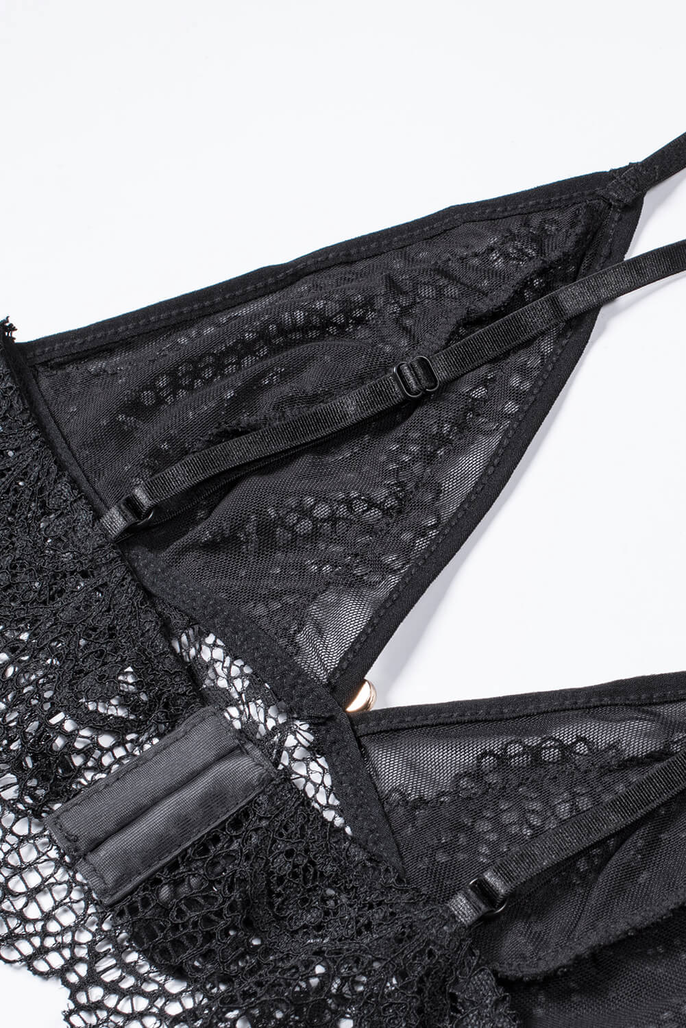 Black Strappy Lace High Waist Lace Up Panty Bralette Set