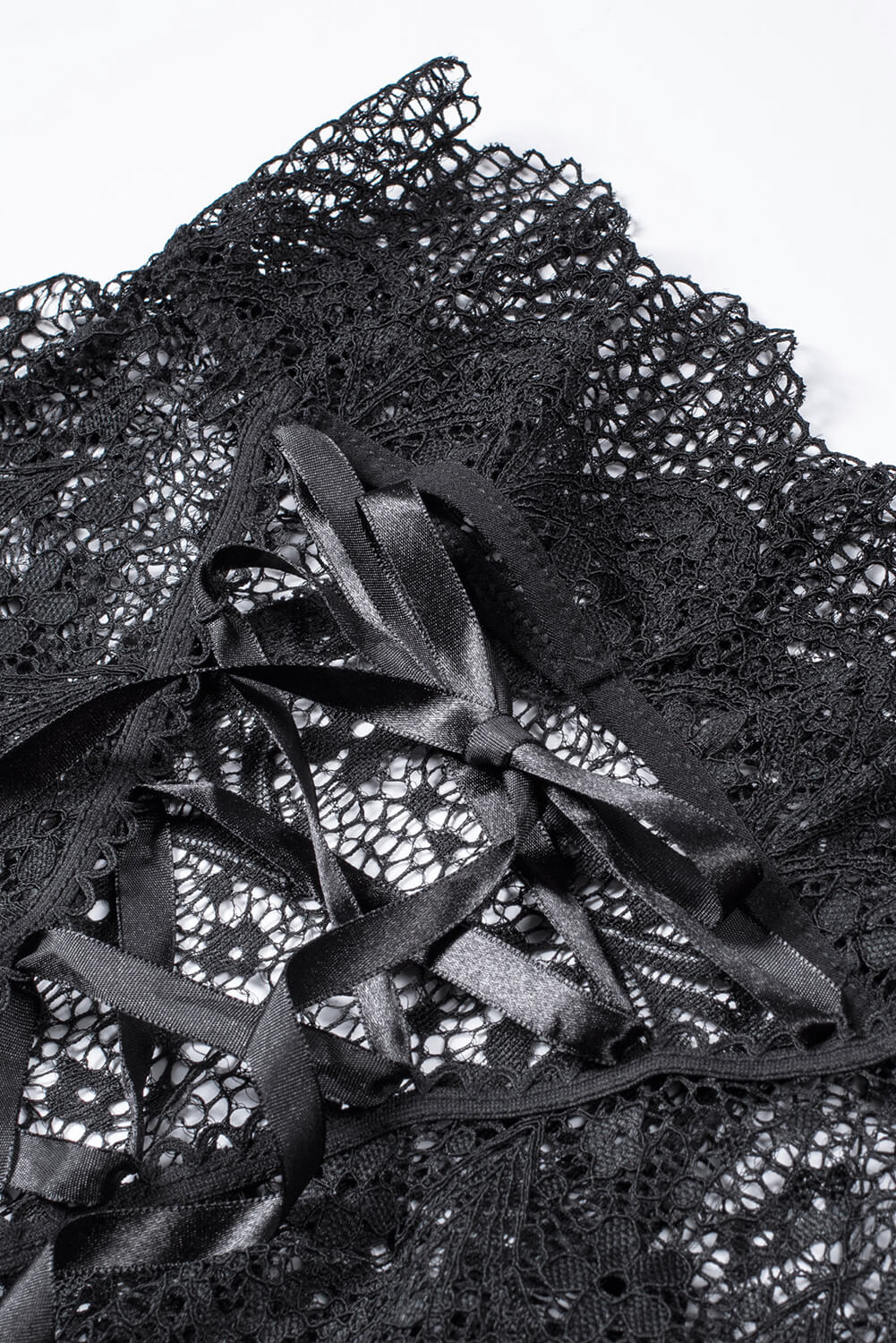 Black Strappy Lace High Waist Lace Up Panty Bralette Set