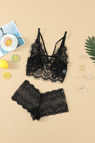 Conjunto de bralette de encaje negro Secret Love