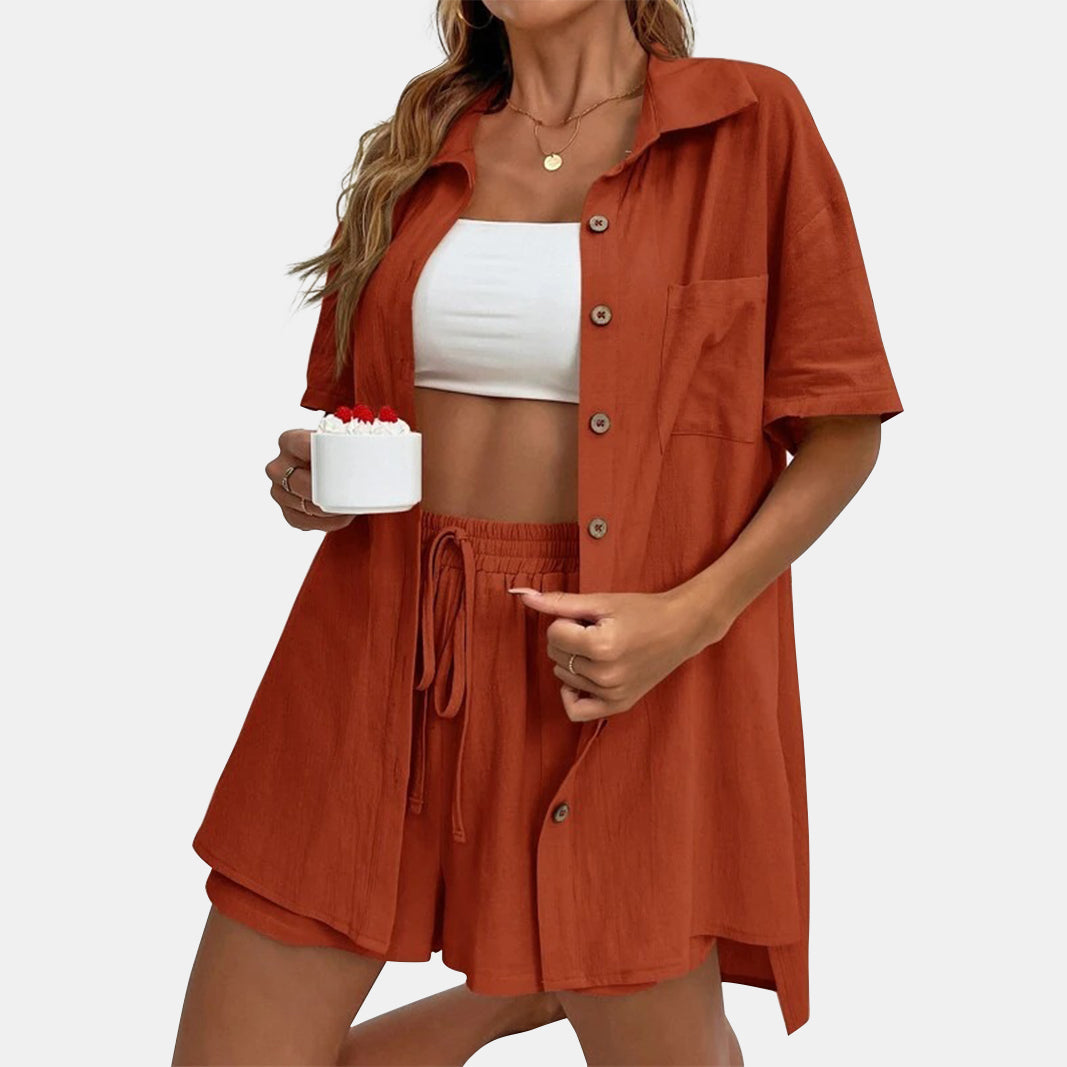 Lounge-Shirt und lässiges Shorts-Set