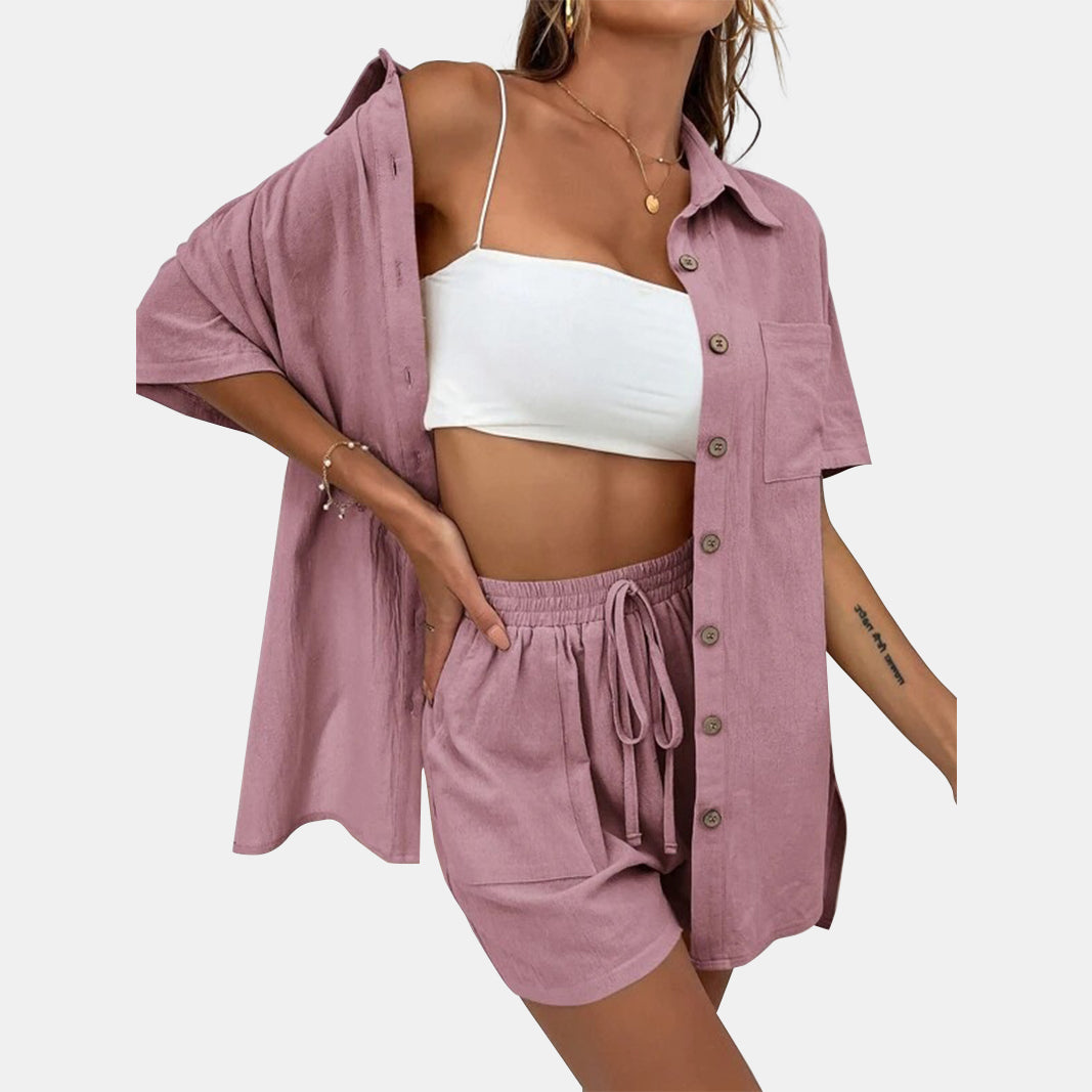 Lounge-Shirt und lässiges Shorts-Set