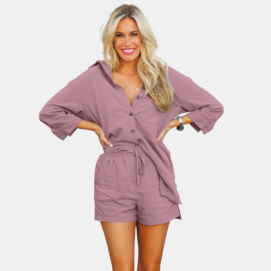 Lounge-Shirt und lässiges Shorts-Set