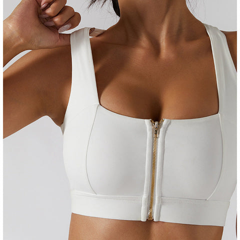 Zip Front Backless Crisscross Sports Bra