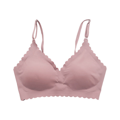 Semicircle Decorative Border Wireless Bra Pink