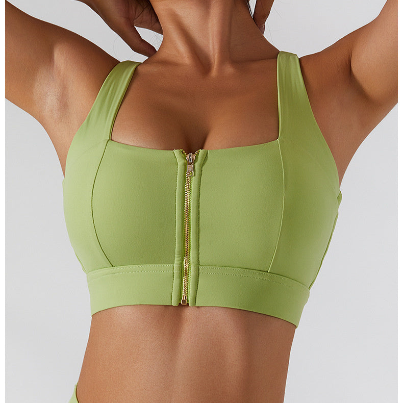 Zip Front Backless Crisscross Sports Bra