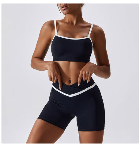 Color Block Sports Bra & Shorts Set