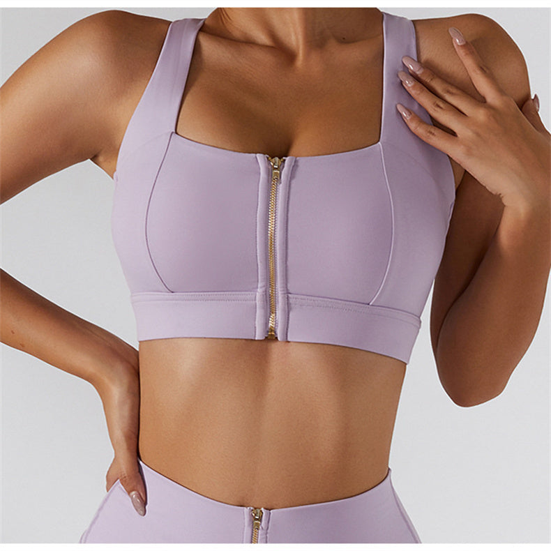 Zip Front Backless Crisscross Sports Bra