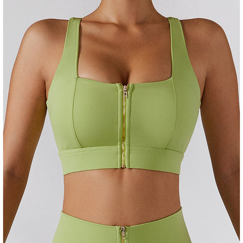 Zip Front Backless Crisscross Sports Bra