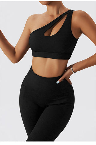 One Shoulder Cut Out Sports Bra