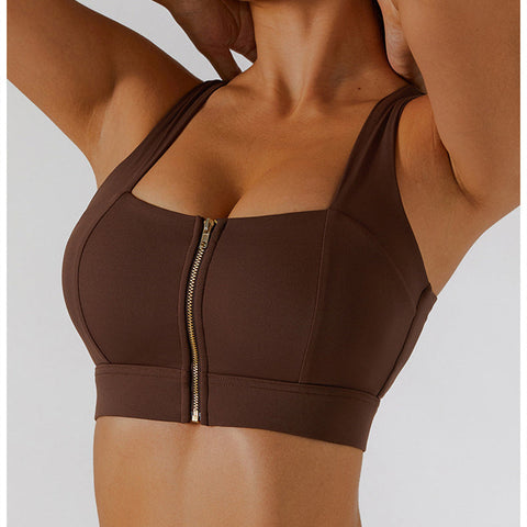 Zip Front Backless Crisscross Sports Bra