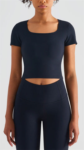 Square Neck Cropped Sports Top