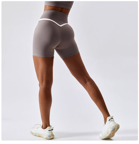 Color Block Crossover Yoga Shorts