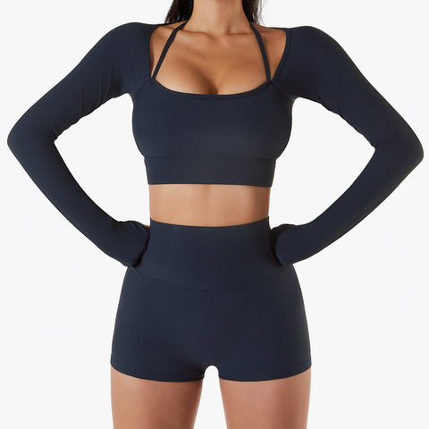 Live In Rib Halter Long Sleeve Crop Top