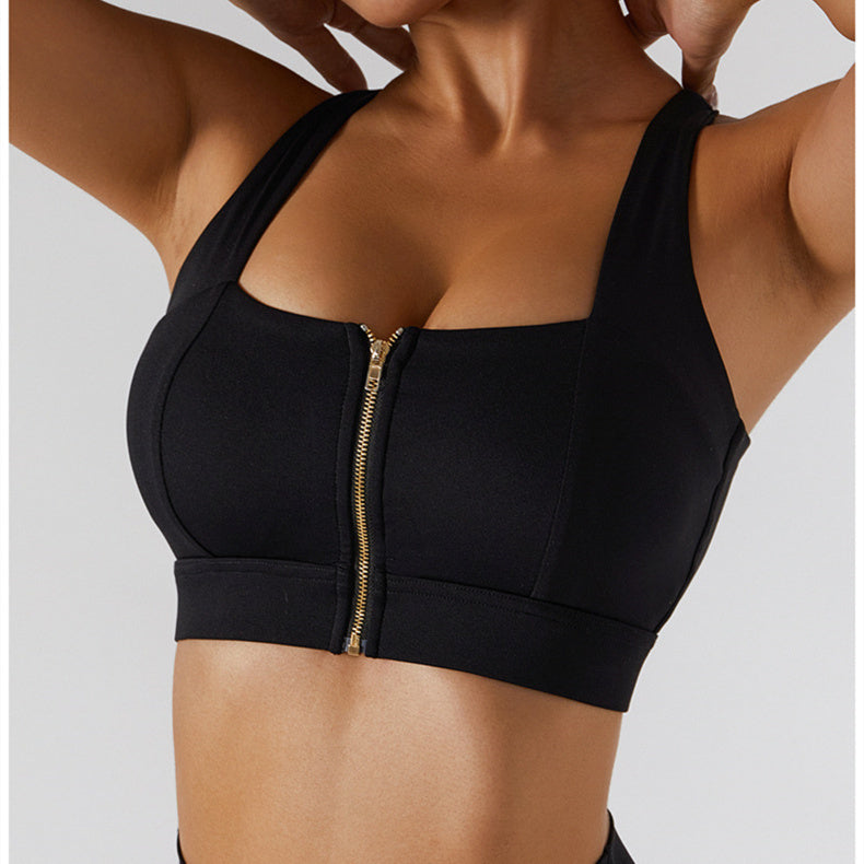 Zip Front Backless Crisscross Sports Bra