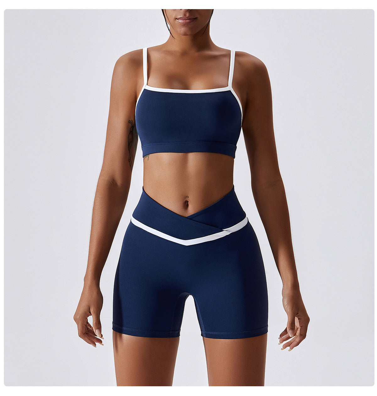 Color Block Sports Bra & Shorts Set